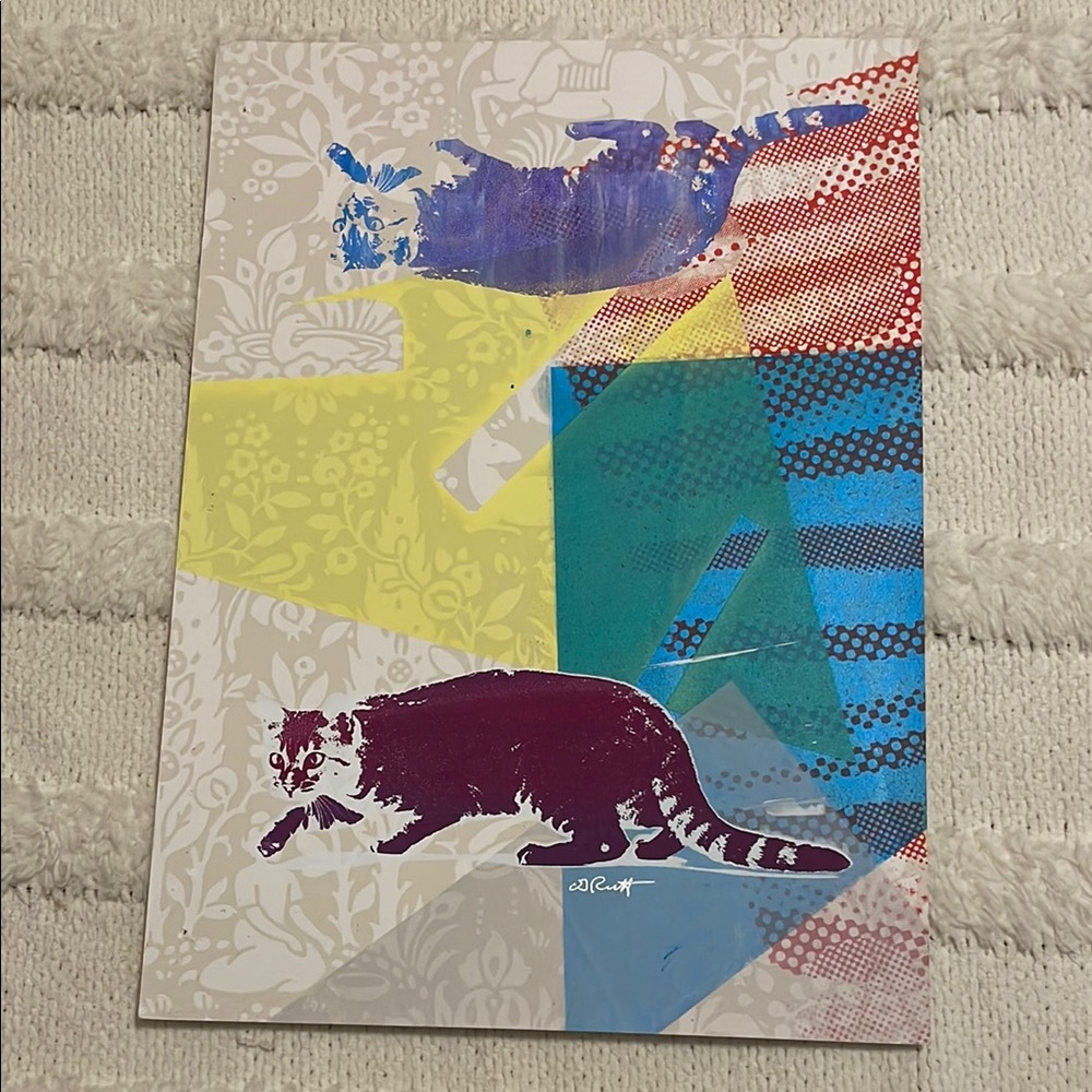 Cats Pop Art abstract colorful signed by artist Otto Rutt